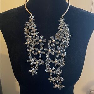 Stunning floral open choker necklace sparkle formal cocktail